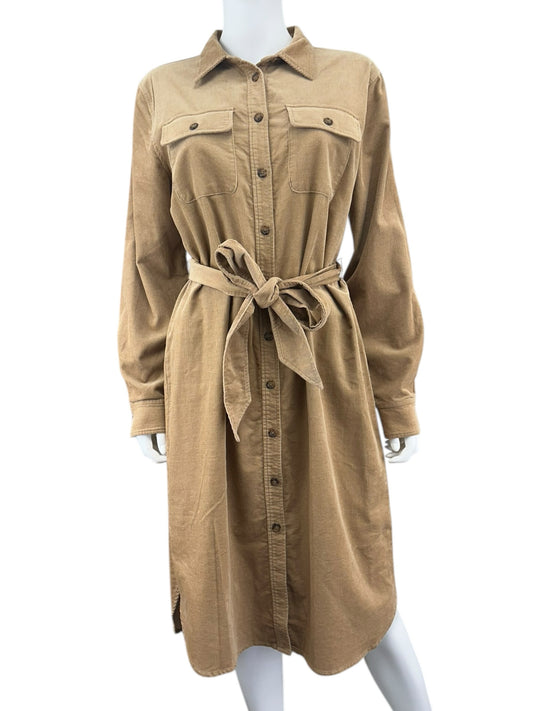 LAUREN Ralph Lauren NWT Camel Corduroy Shirt Dress Size 10
