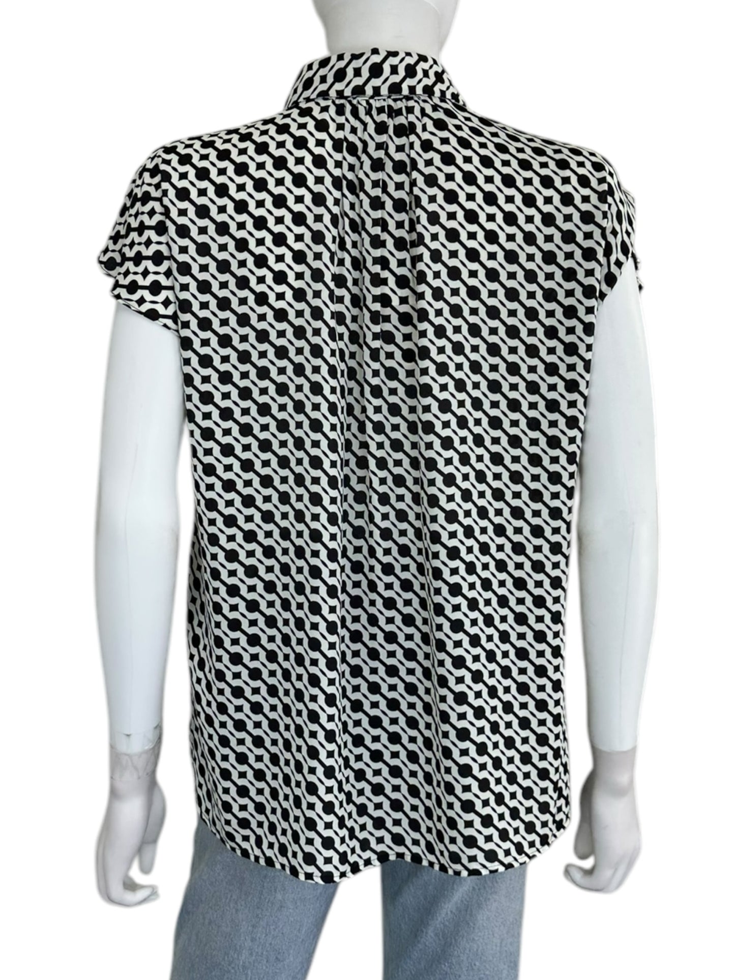 MAX STUDIO Black Geo Print Blouse Size M