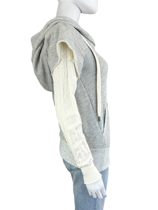 NSF Gray Distressed Hoodie Layered Top Size S