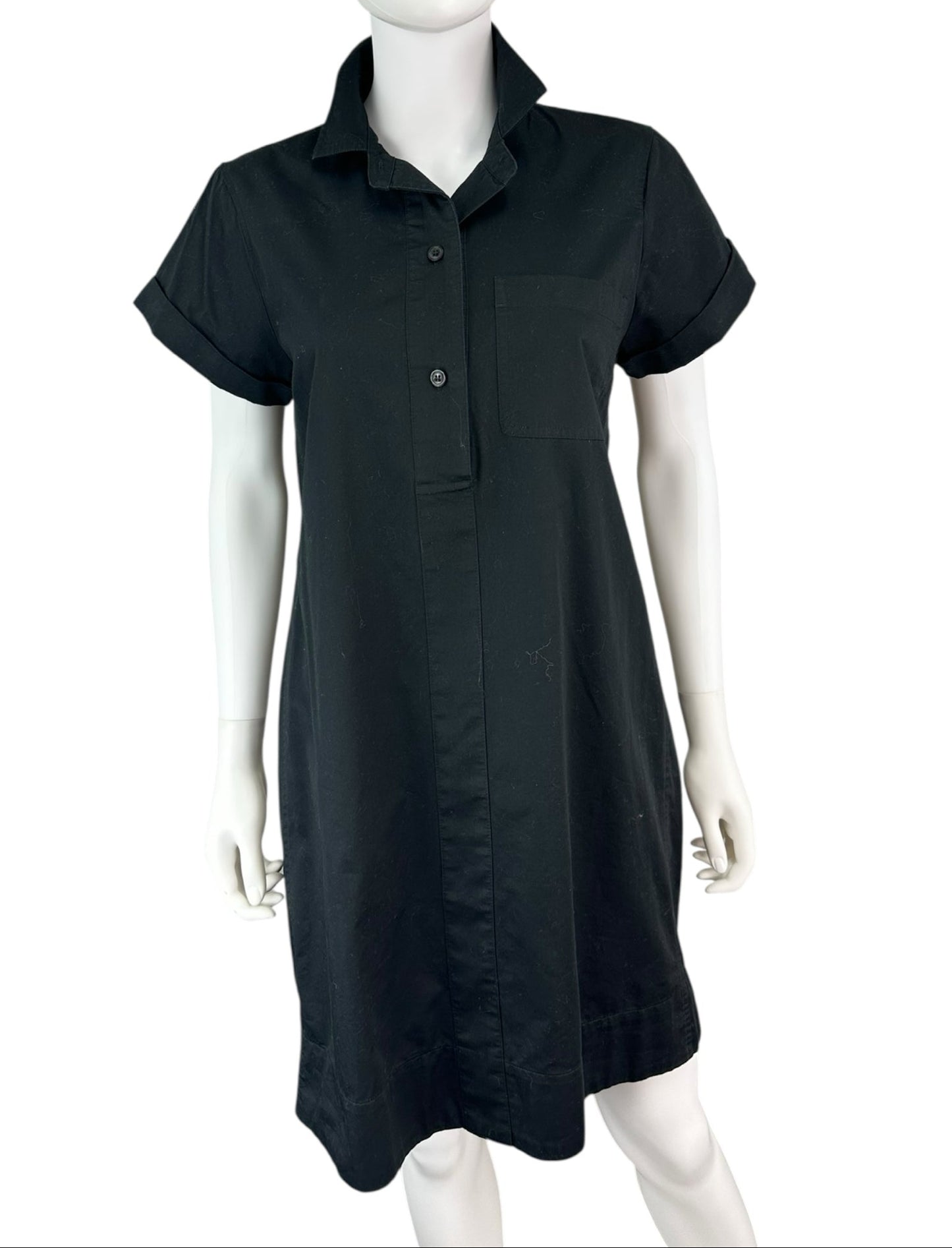 J. Crew Black 100% Cotton Shirt Dress Size MP