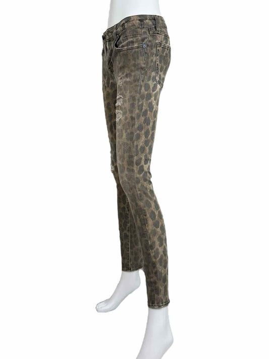 R13 Brown Leopard Print KATE Skinny Jeans Size 26