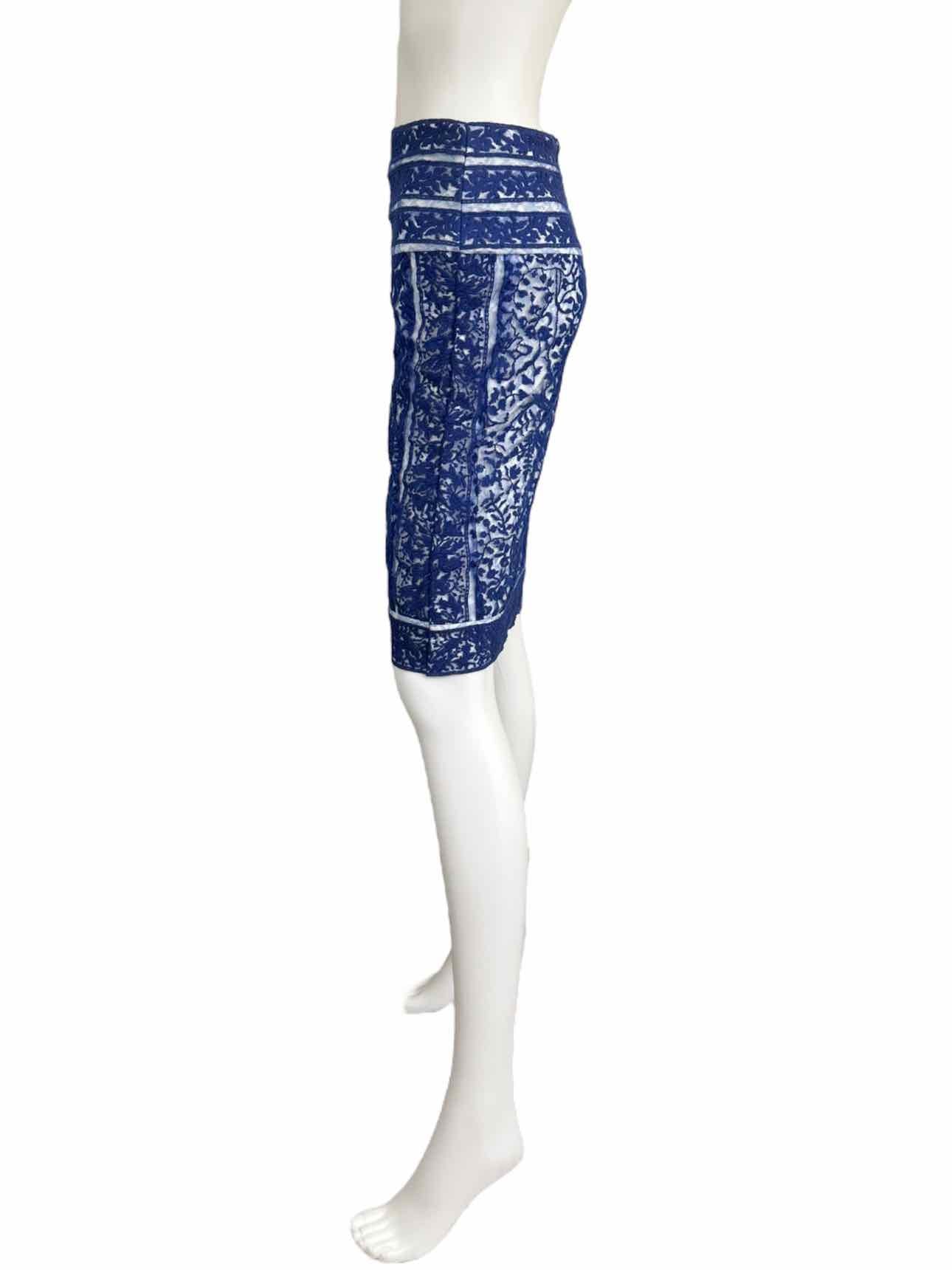 TADASHI SHOJI Blue Lace Pencil Skirt Size 4