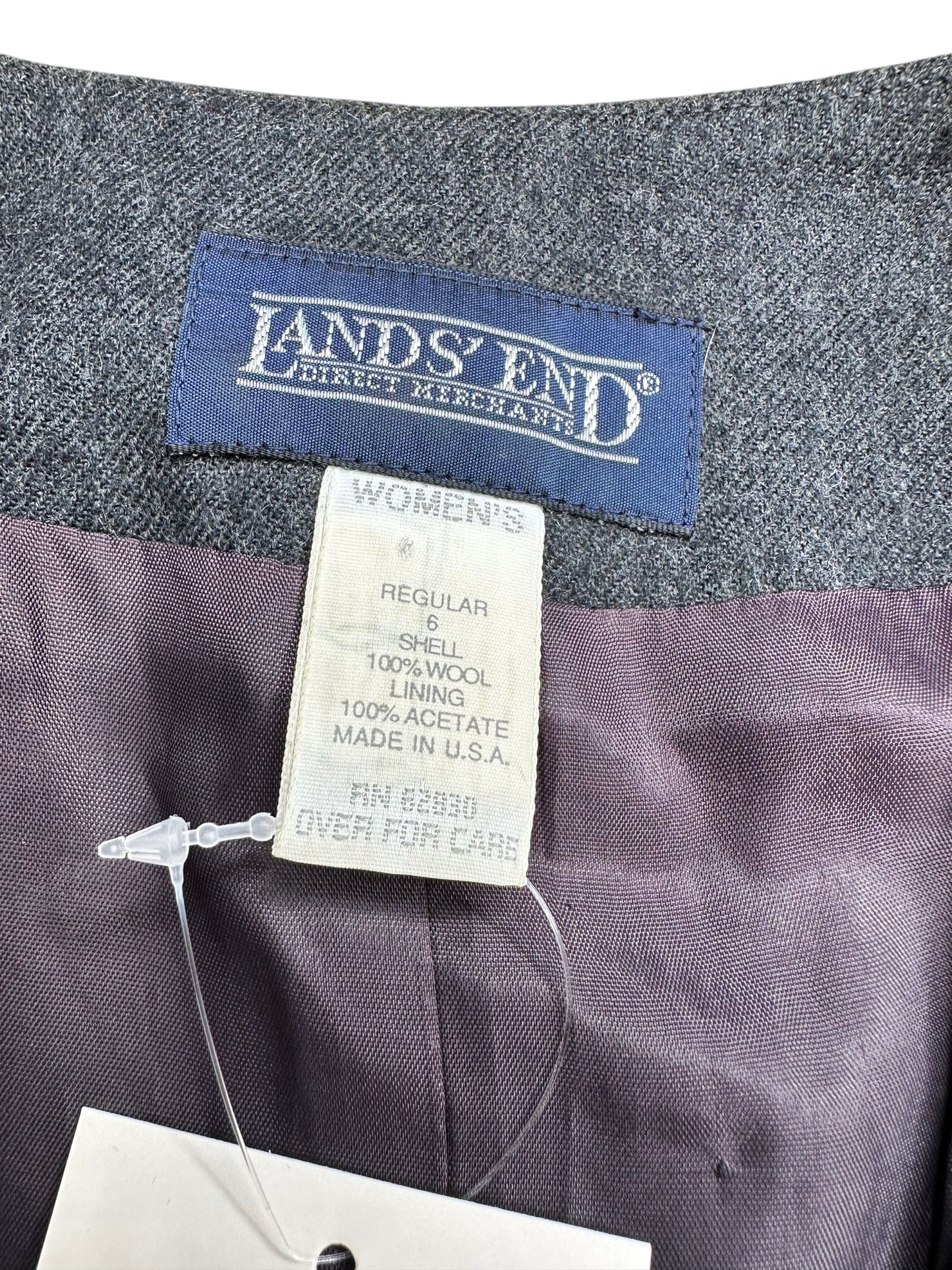 LANDS' END 100% Wool Gray Vest Size 6
