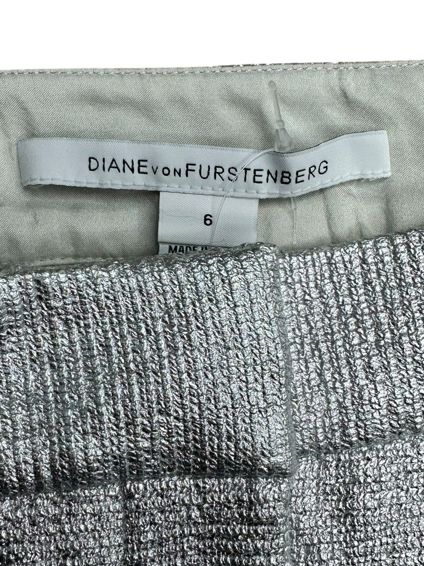 Diane von Furstenberg 100% Silk Metallic Shorts Size 6