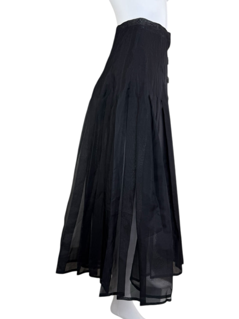 CYNTHIA ROWLEY COLLECTION NWT Black Organze Pleated Buckles Skirt Size 4