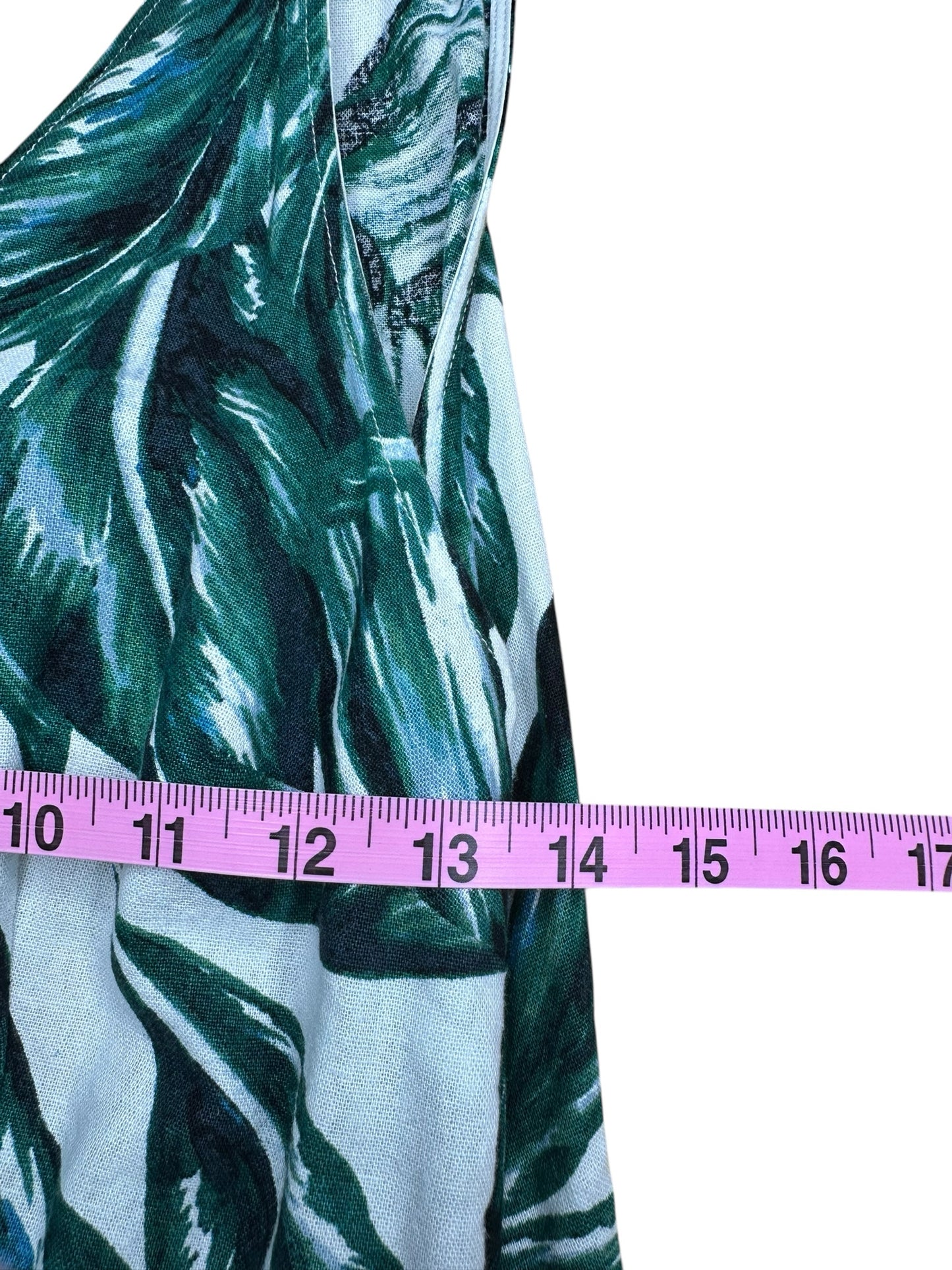 WHO WHAT WEAR Green Floral Leaf Jumpsuit Size S