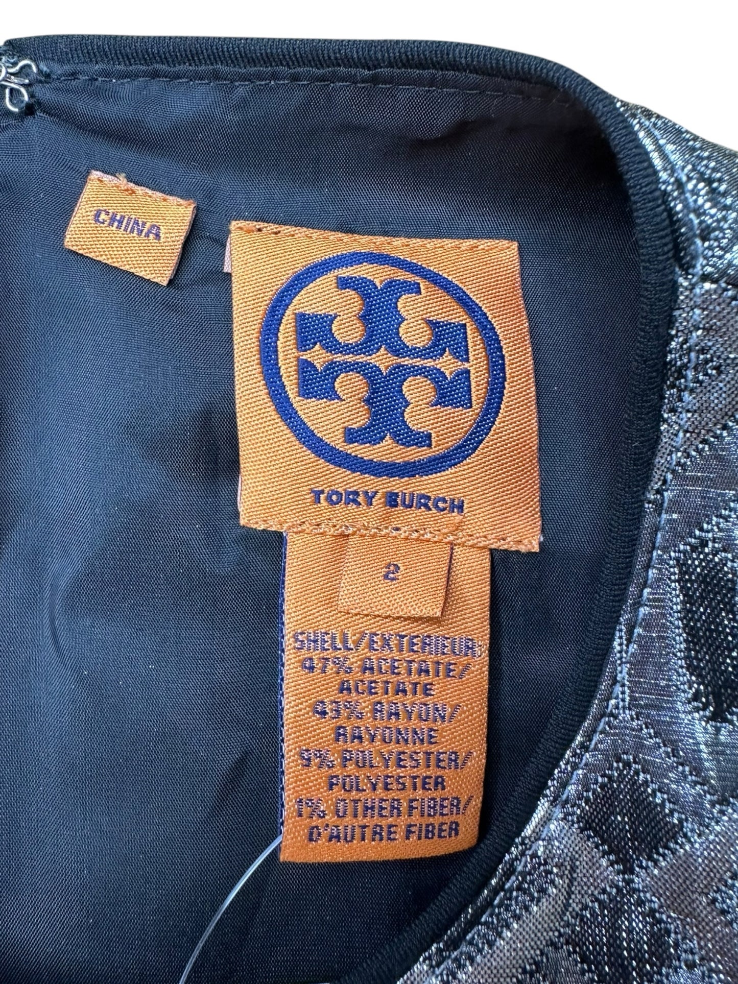 Tory Burch Silver Ryanne Cocktail Dress Size 2