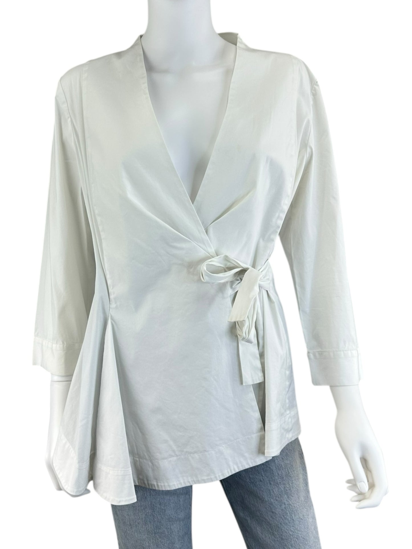 LAFAYETTE 148 NEW YORK White Poplin Top Size 12