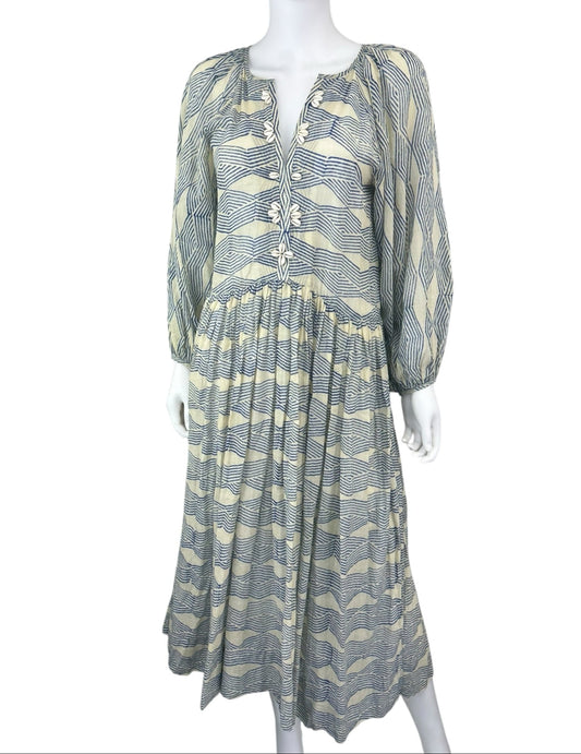 Alix of Bohemia Blue 'Saranna' 100% Cotton Maxi Dress Size S