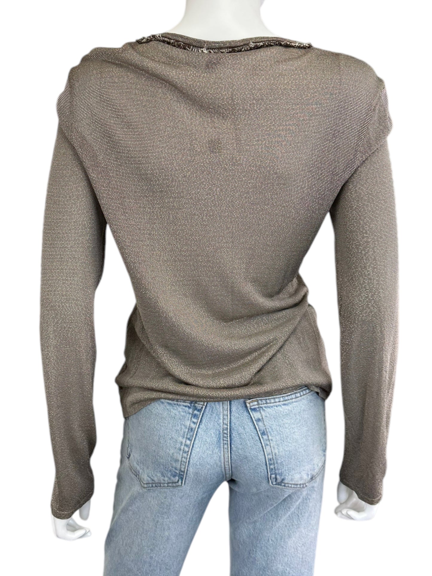 ESCADA Lightweight Brown Shimmer Sweater Cardigan Size 40