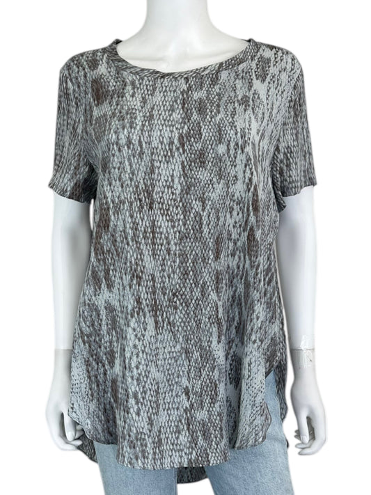 Acrobat 100% Silk Reptile Print Blouse Size L