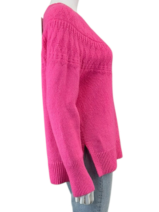 Talbots Pink Textured Yoke Wool Sweater Size S