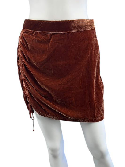 Free People Brown Velvet Vivian Mini Skirt Size 8