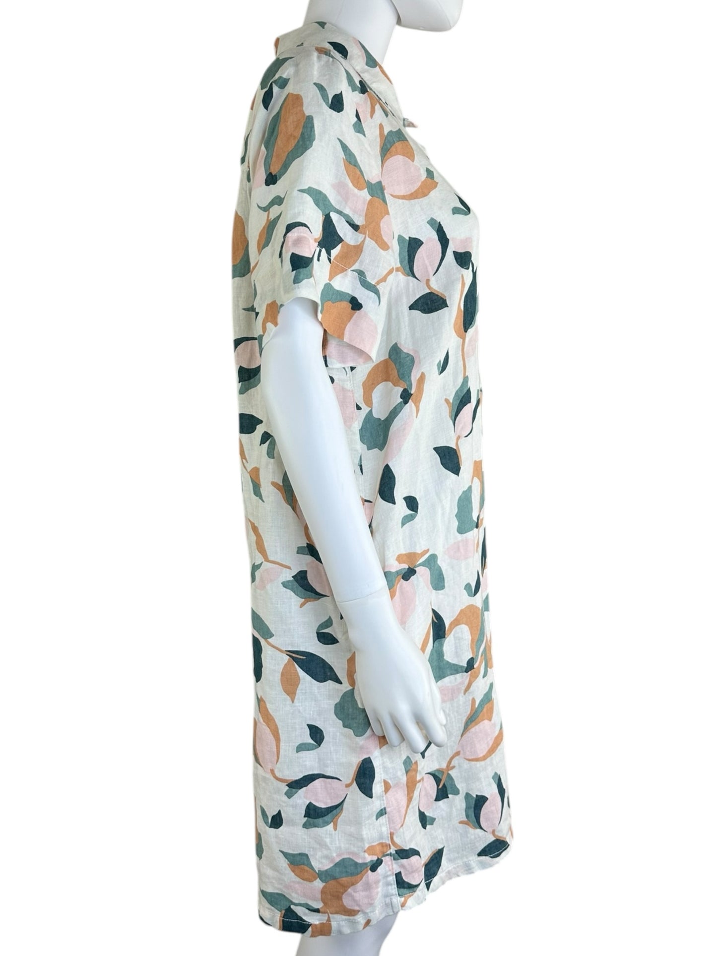 RACHEL ZOE 100% Linen Floral Shirt Dress Size L
