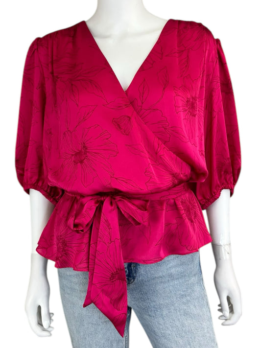 joie Hot Pink Floral Blouse Size L