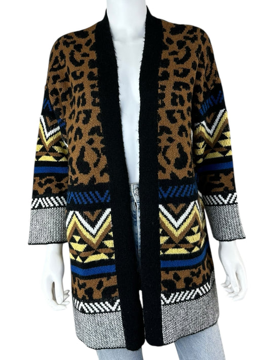 by anthropologie Marseille Leopard Sweater Cardigan Size XS