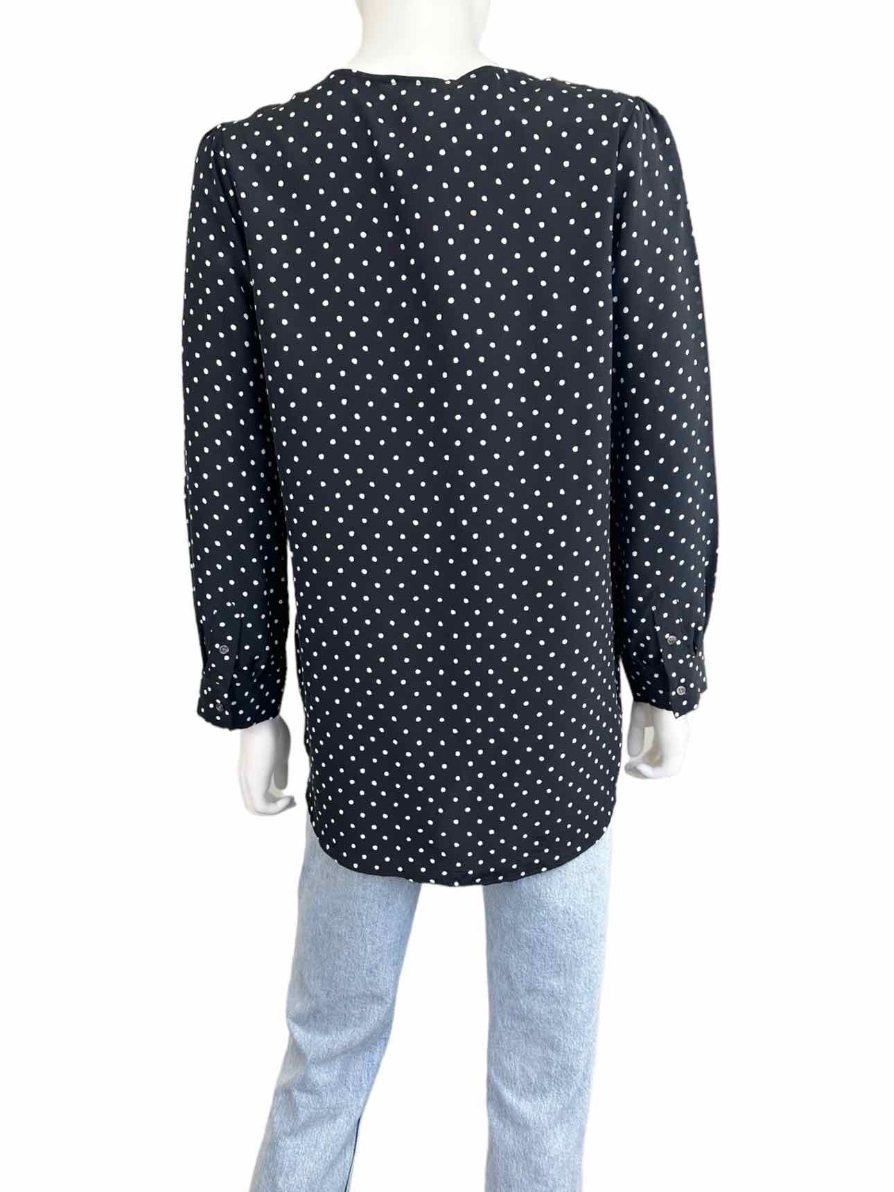 Joie 100% SILK Black White Dot Blouse Size S