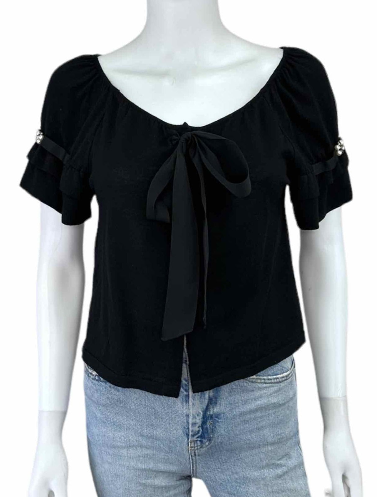 Alberta Ferretti Black Wool Sweater Cardigan Size 8