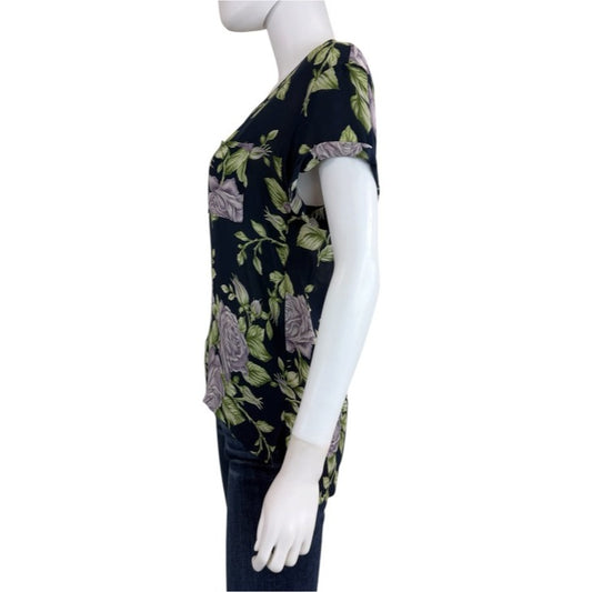Rag & Bone Blue Floral 100% Silk Blouse Size XS