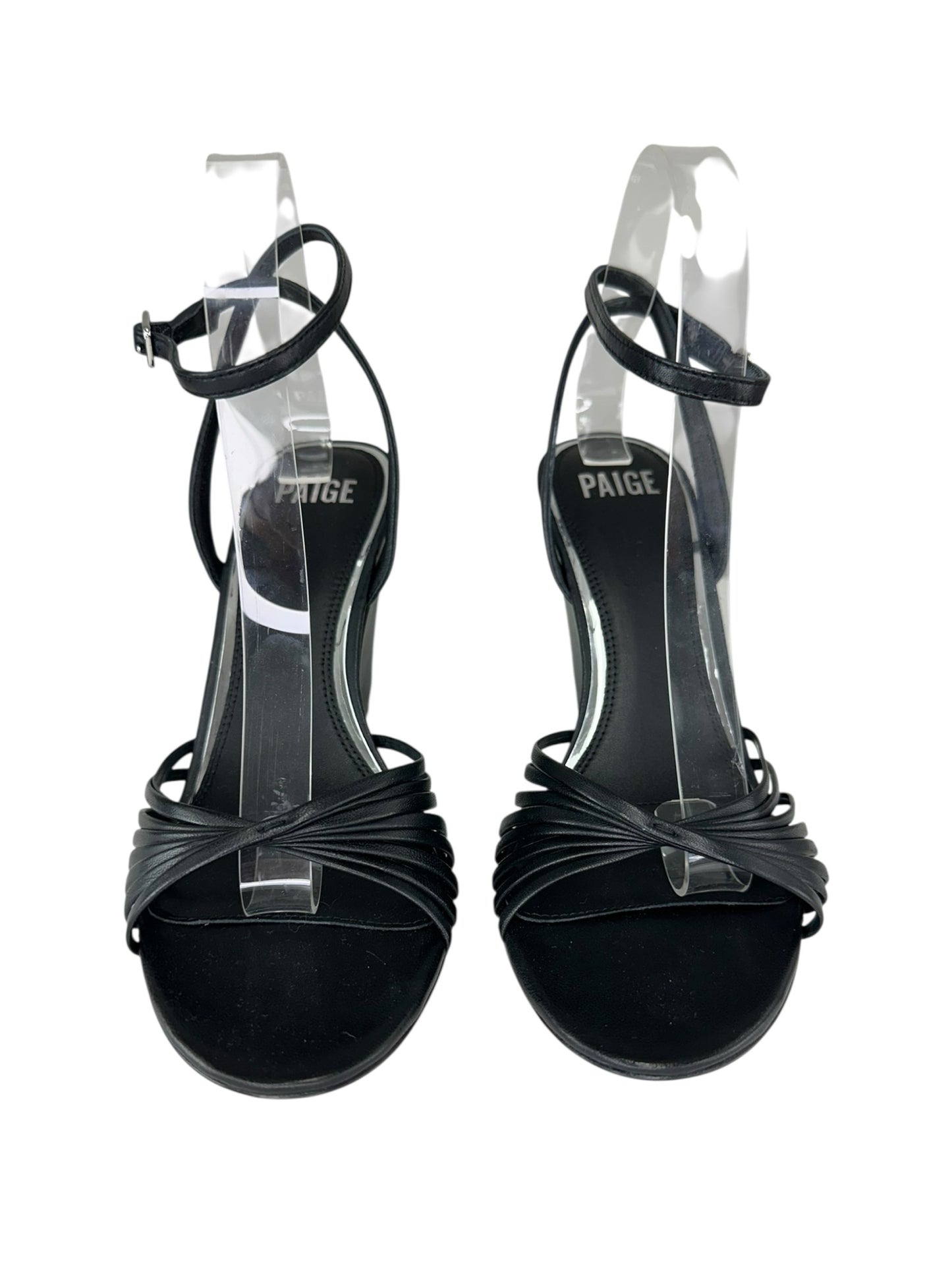 PAIGE Black Sami Ankle Strap Wedge Size 9.5