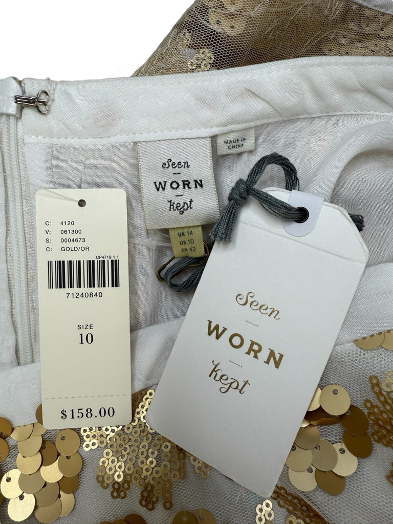 Seen WORN kept NWT Gold Sequin Amanda Midi Skirt Size 10