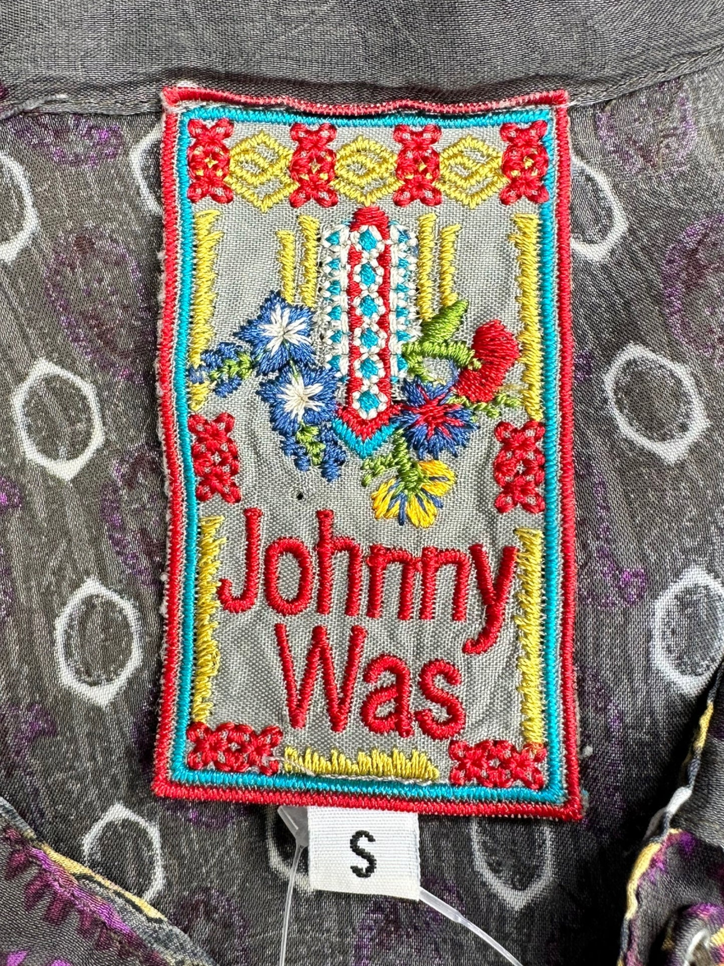 Johnny Was Gray Patterned Blouse Size S