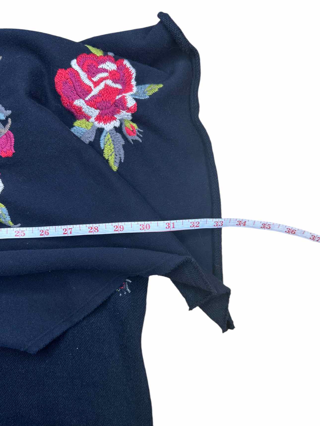 Johnny Was Black Floral Embroidered Cardigan Size S