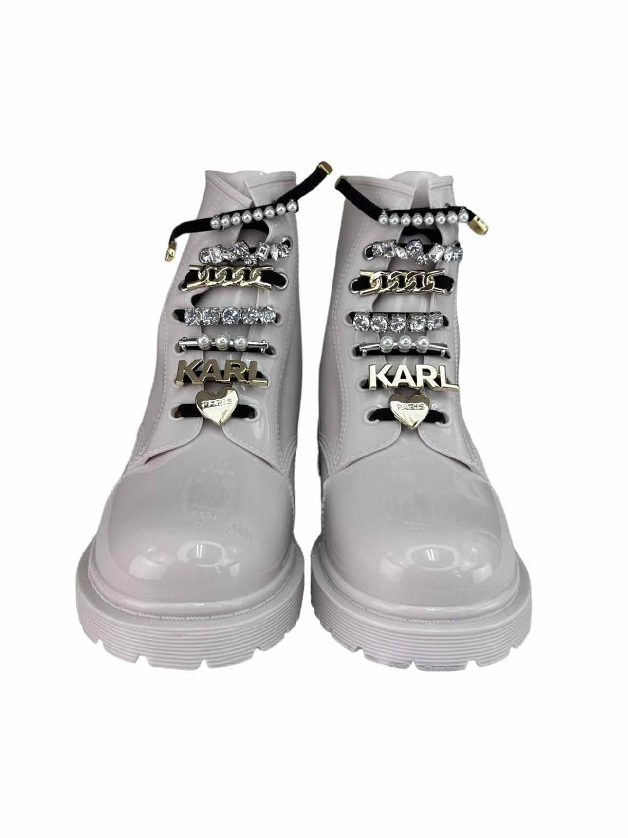 KARL LAGERFELD NWT White TOPANGA Rubber Boots Size 9