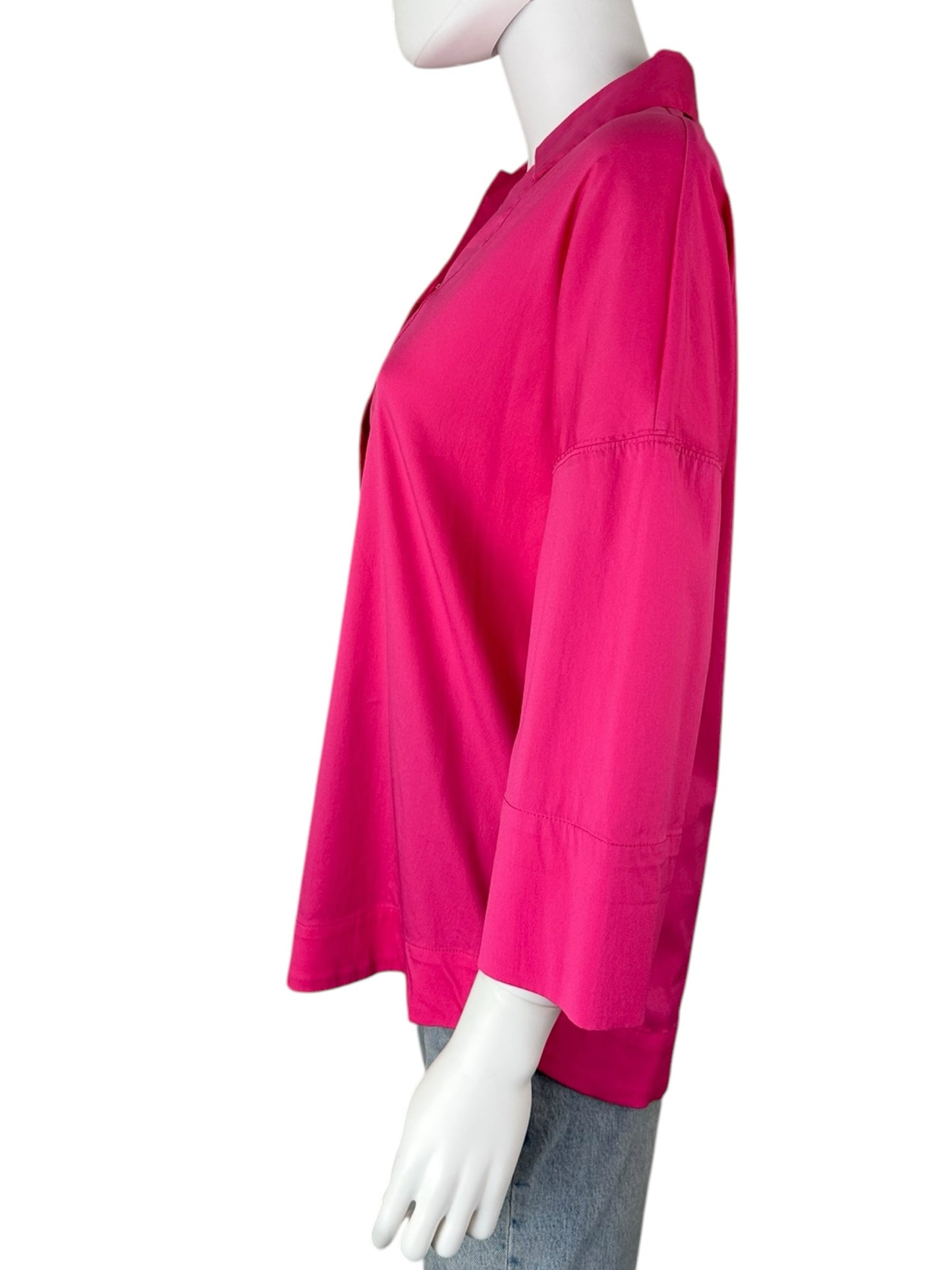 Chico's Pink Cotton Popover Top Size M