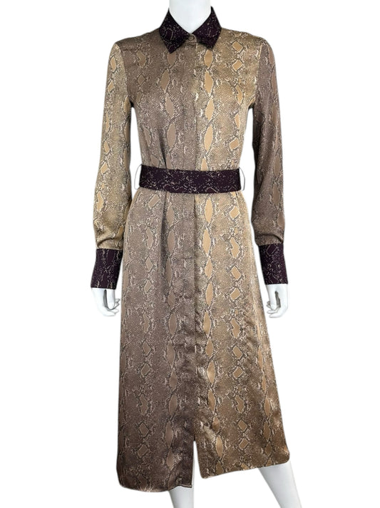 EQUIPMENT Brown Snakeskin Maxi Dress Size XS
