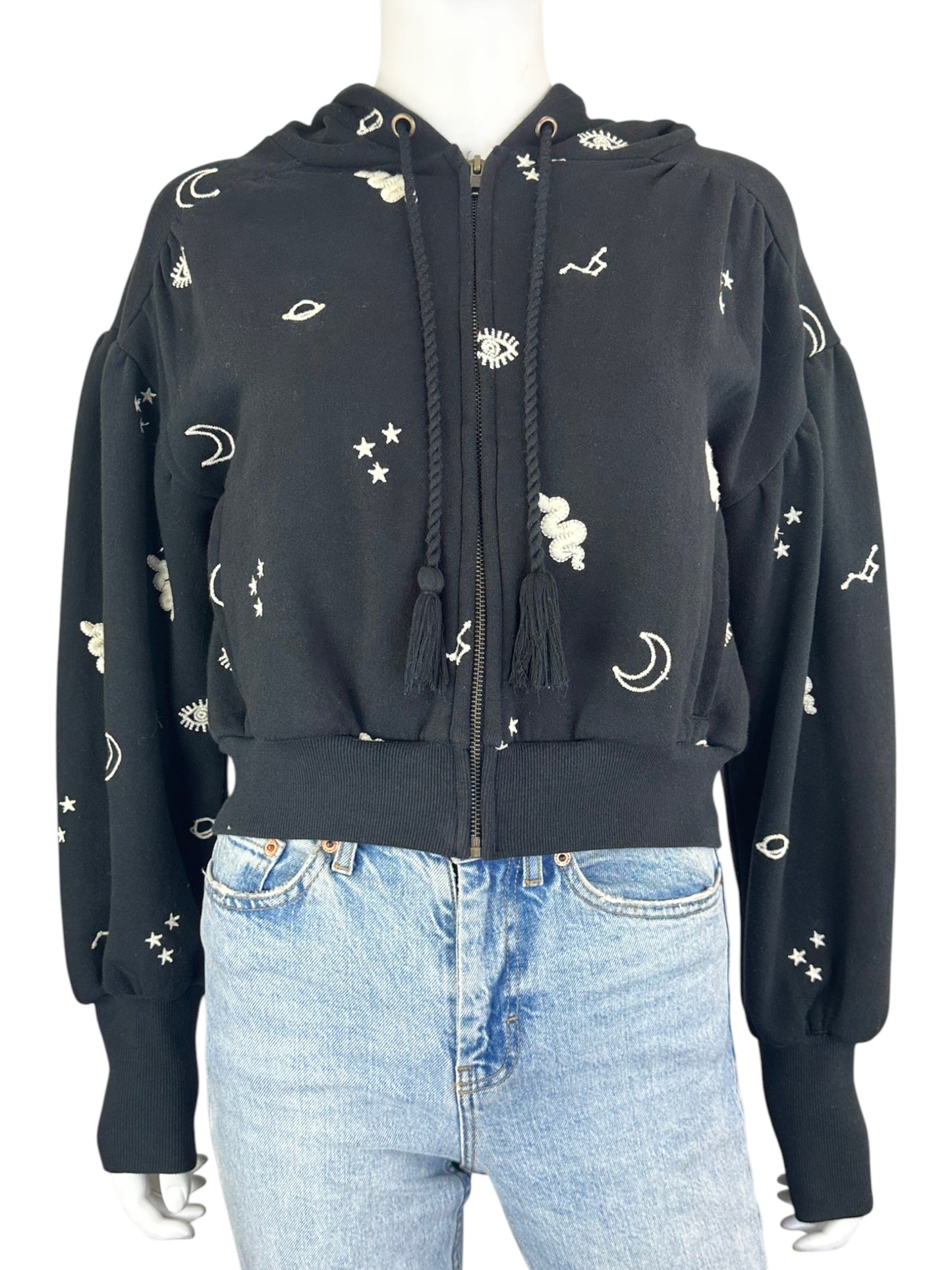 Cleobella Black Cropped Zip Up Jacket Size S