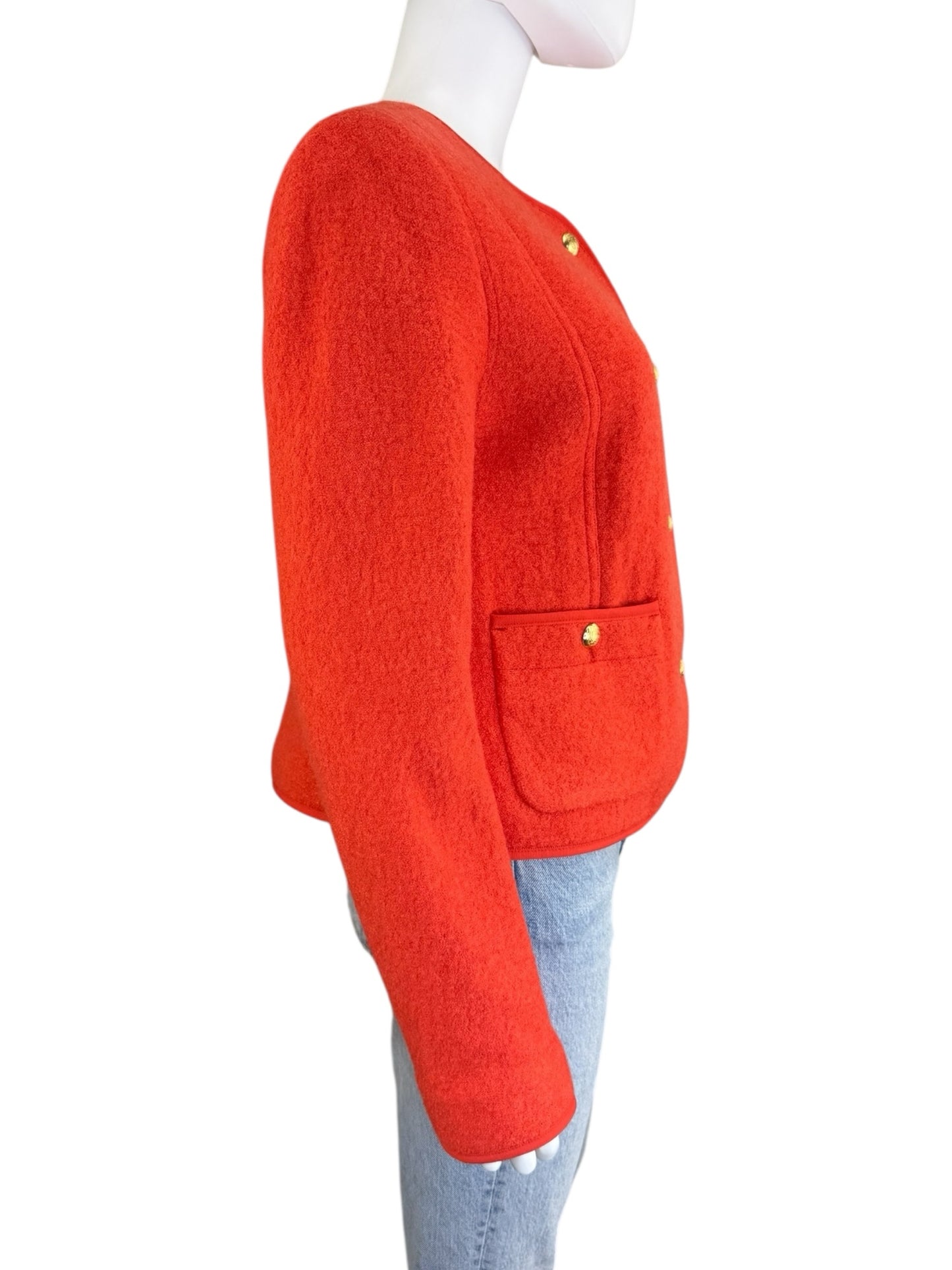 Talbots Orange Berkshire Wool Blend Cropped Jacket Size 8