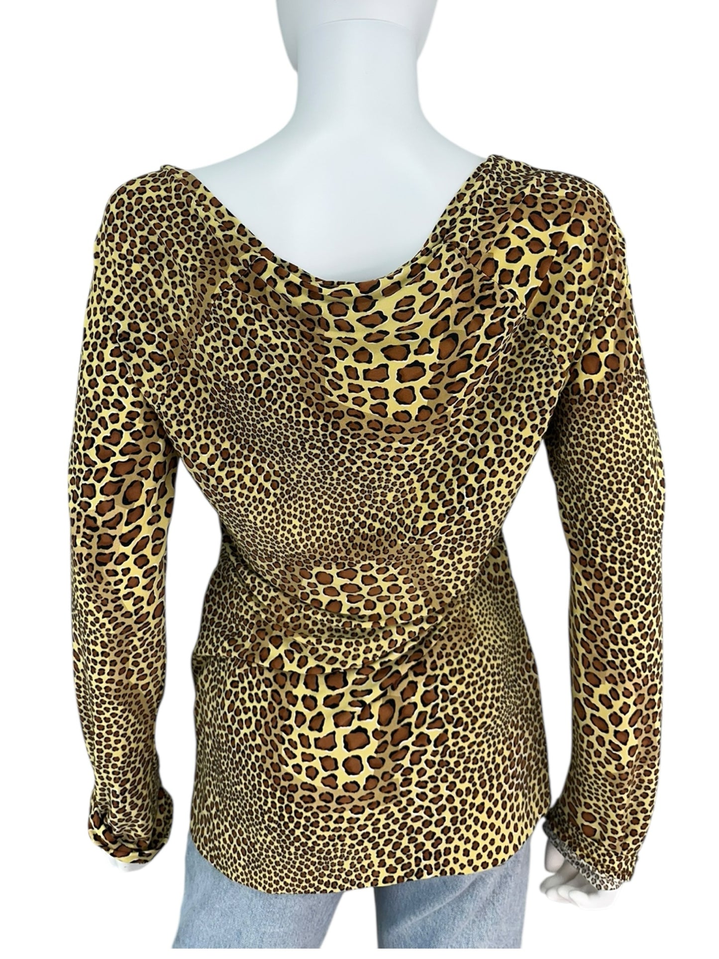 Norma Kamali Brown Leopard Print Knit Top Size L