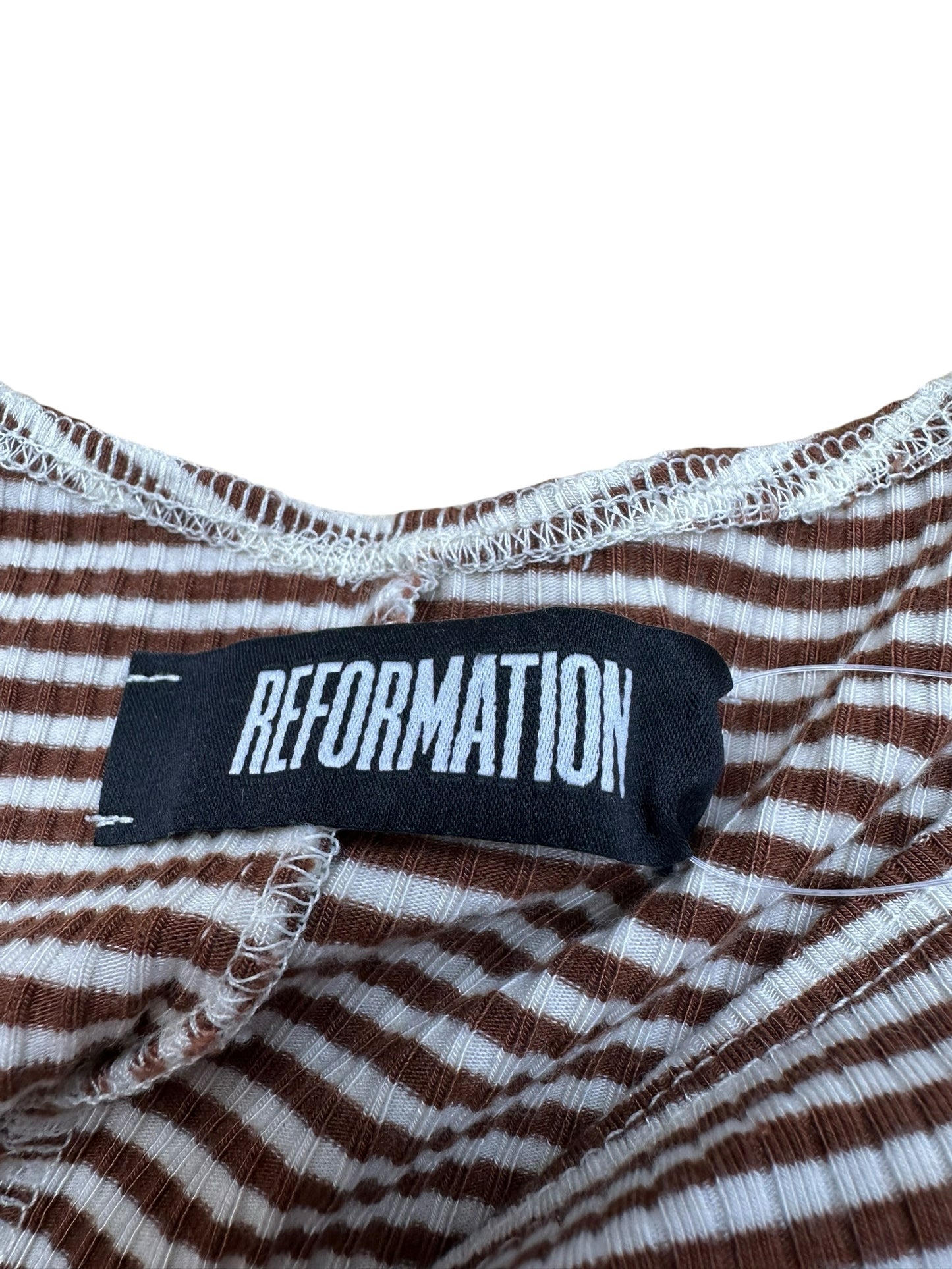 REFORMATION Brown and White Stripe Knit Dress Size S
