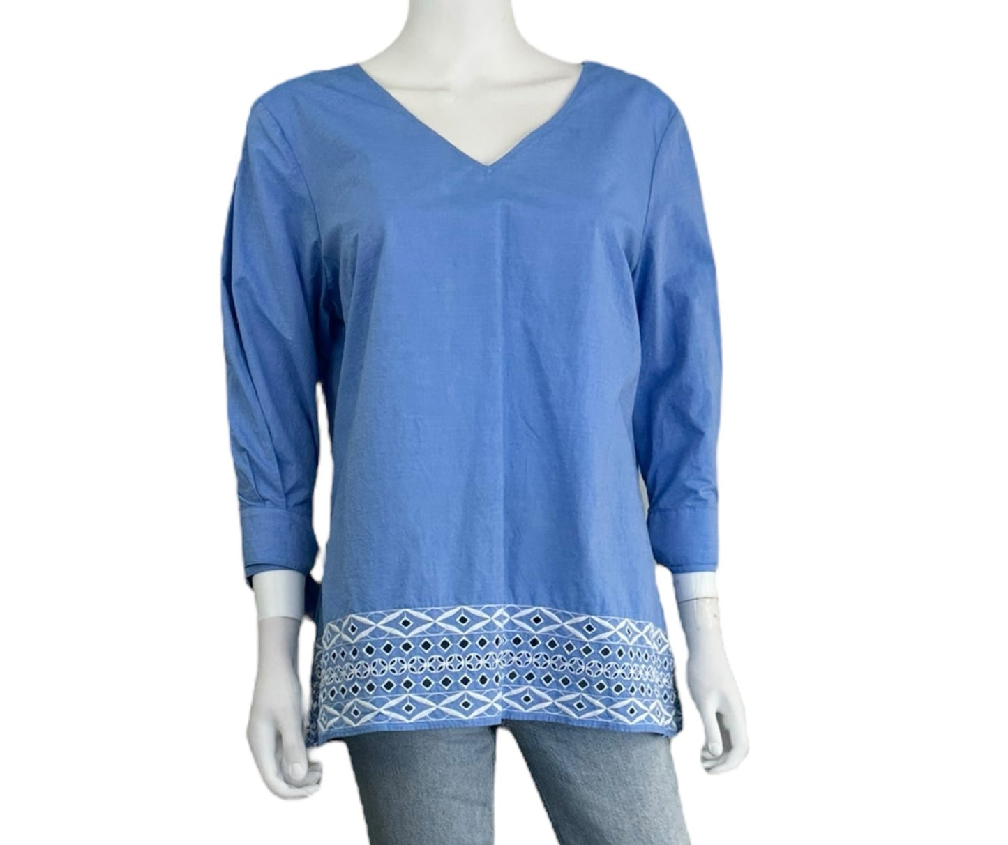 Talbots Blue 100% Cotton Blouse Size L