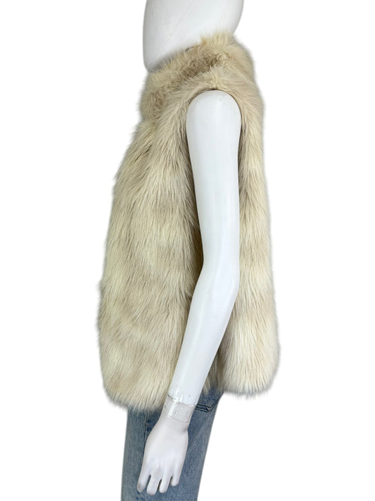 GIBSON LATIMER Cream Faux Fur Vest Size S