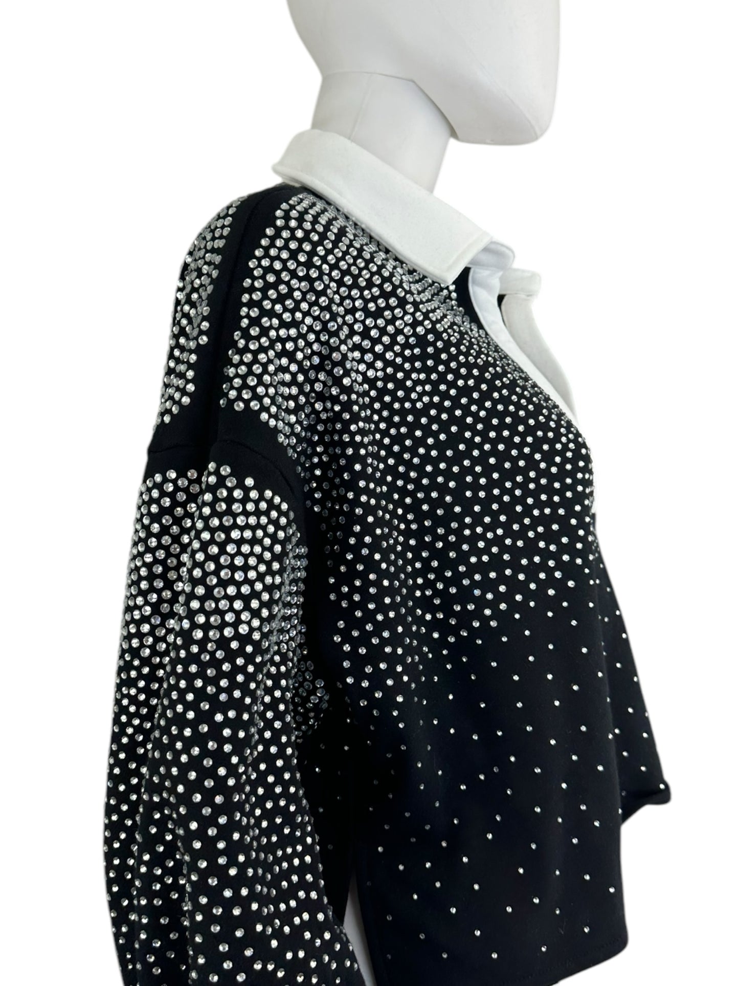 Queen of Sparkles Black Rhinestone Two Piece Set Size XS