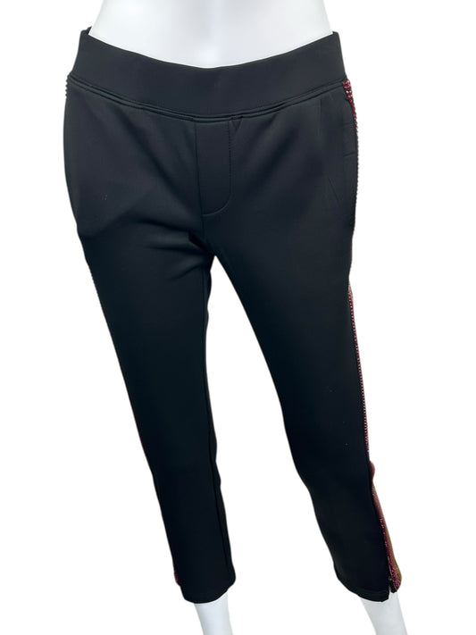 PAM&GELA Black Cropped Rhinestone Pants Size S
