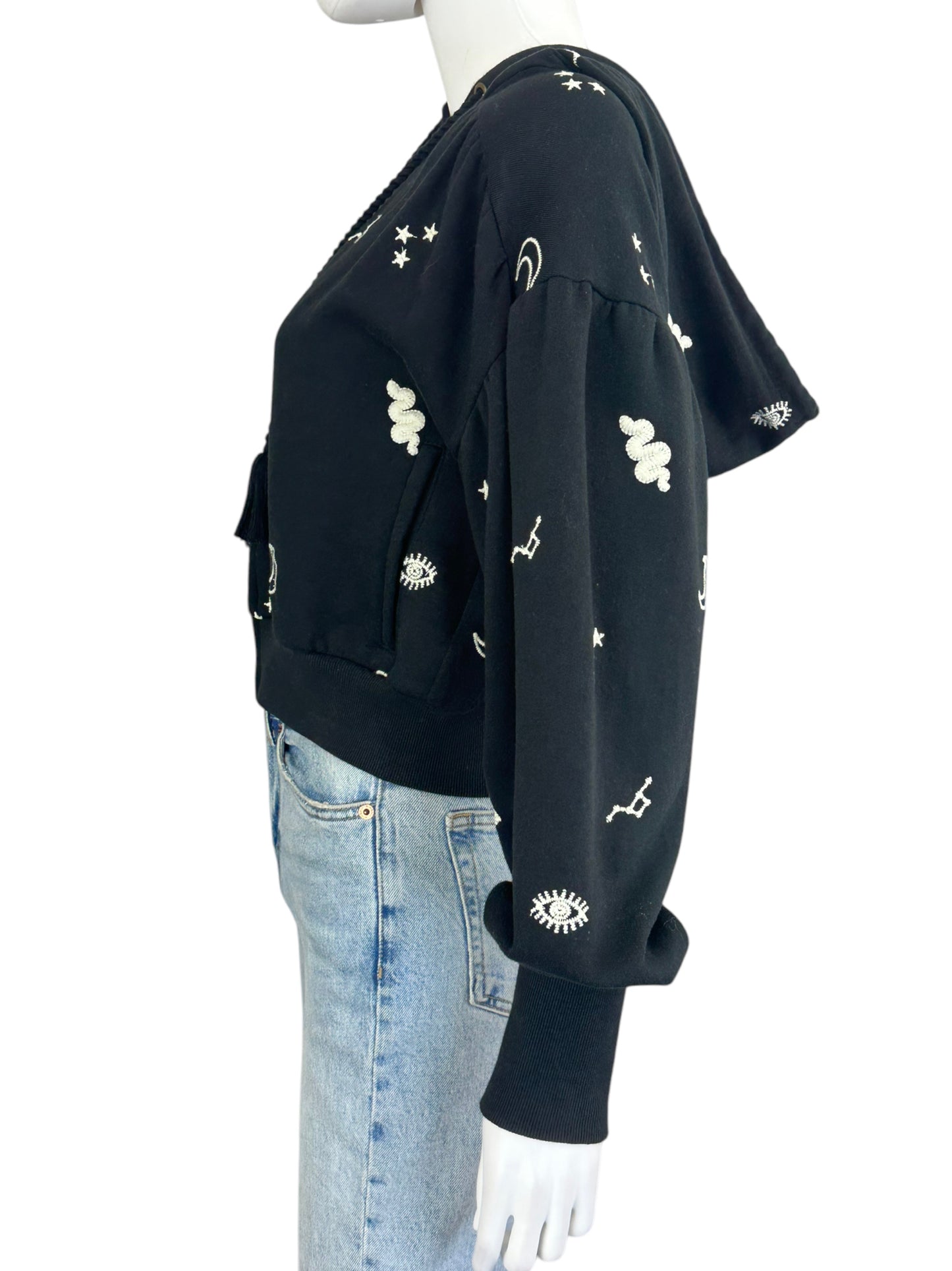 Cleobella Black Cropped Zip Up Jacket Size S