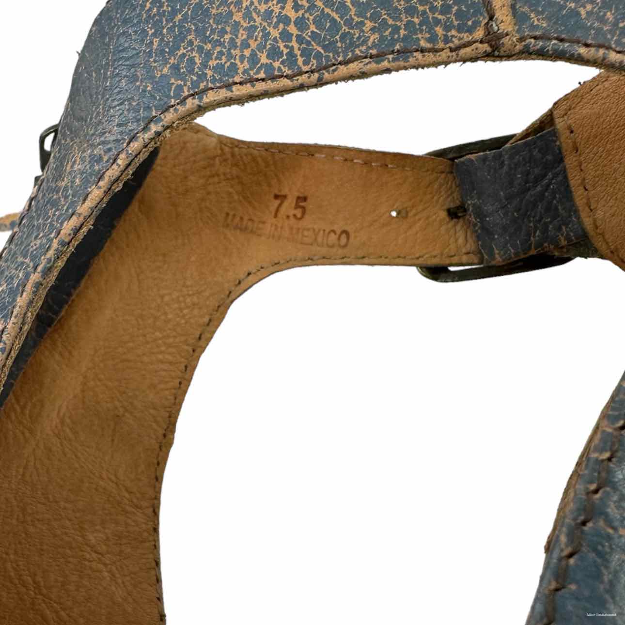 bed stu Blue Leather OLENA Booties Size 8