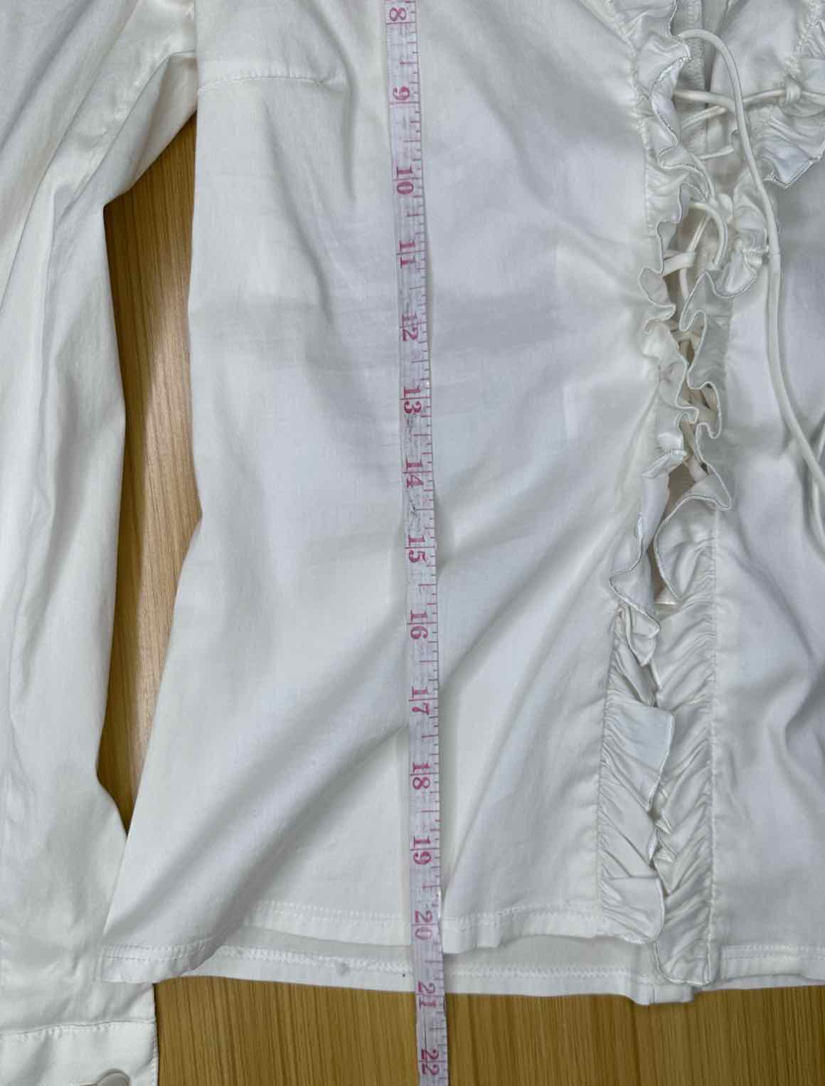TRINA TURK White Ruffle Trim Top Size S