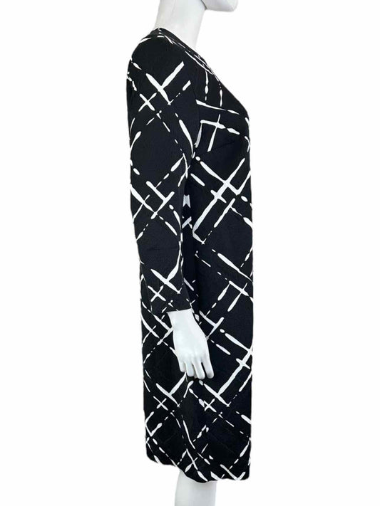 ESCADA Black Abstract Fantasy Plaid Midi Dress Size 38