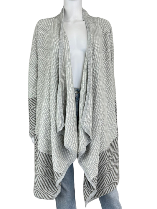 Lucky Brand NWT Grey and White Striped Knit Cardigan Size M