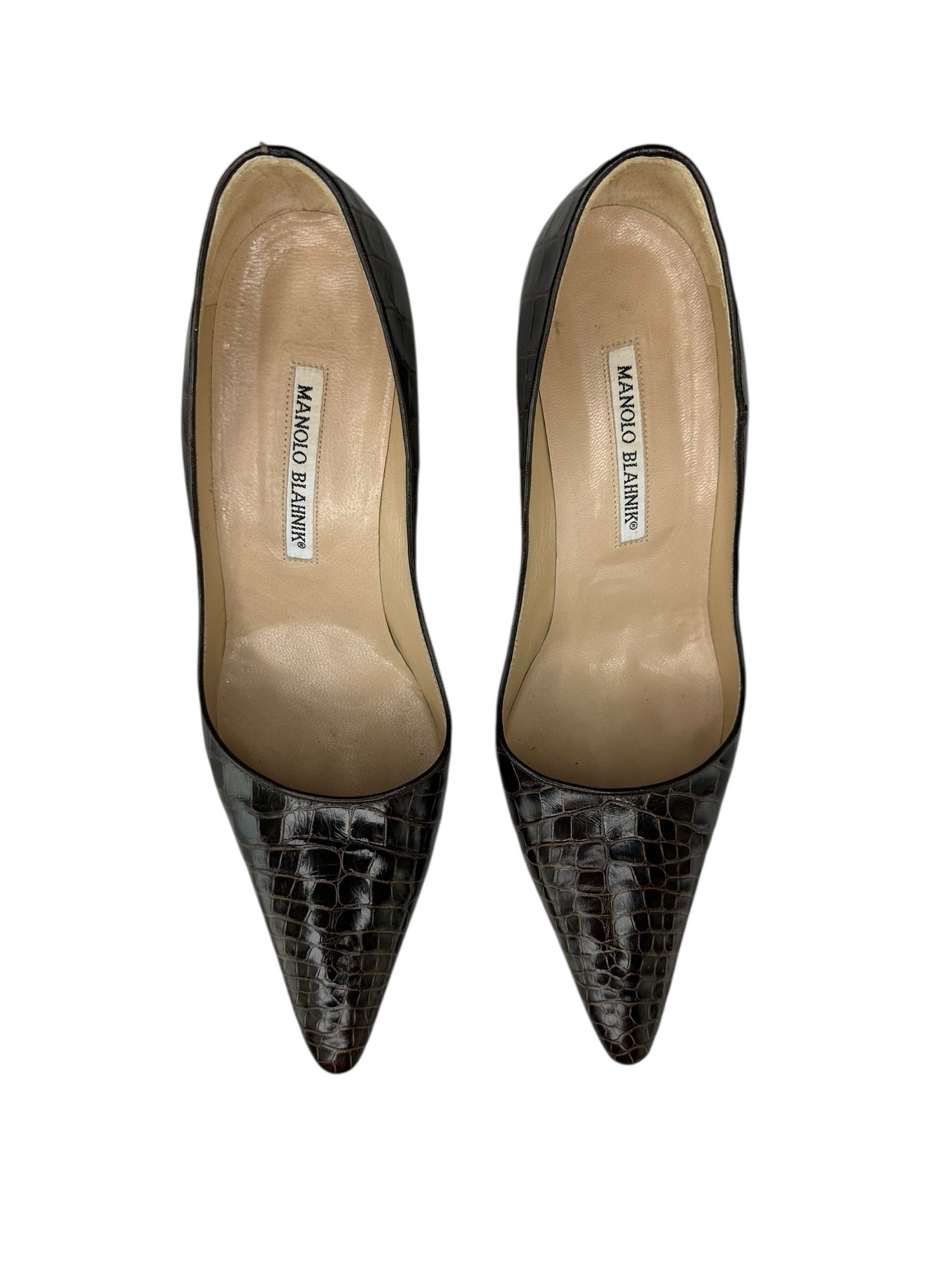 Manolo Blahnik Brown Crocodile Pumps Size 38.5