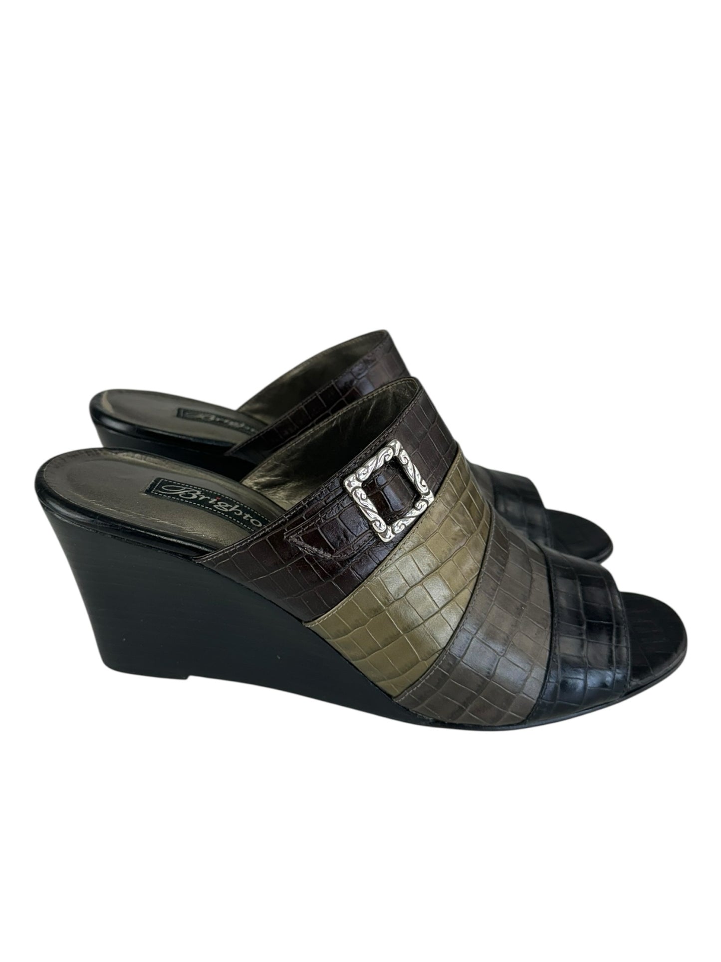 Brighton Green and Brown Croc Heels Size 11