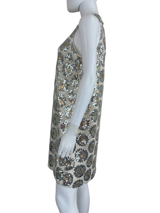 TRINA TURK NWT Cream Sequined Johana Shift Dress Size M