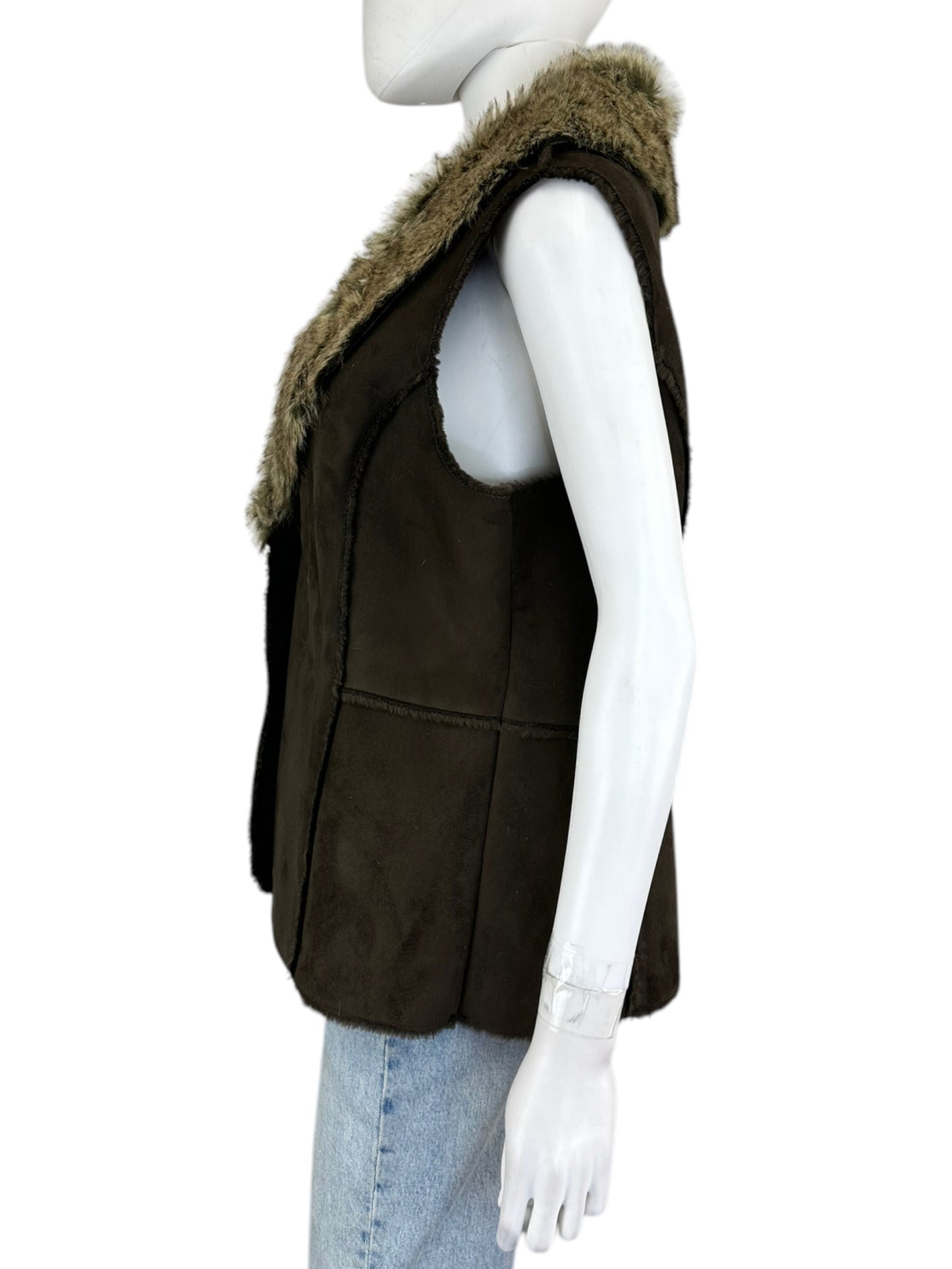 TRIBAL Brown Vegan Suede Vest Size L