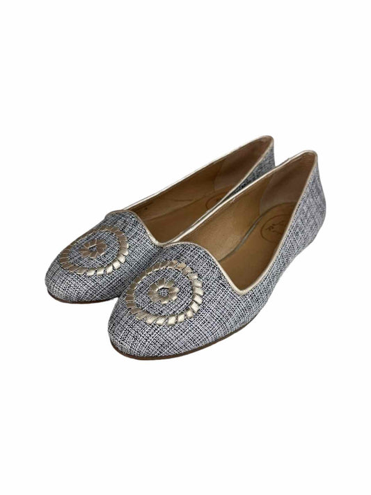 Jack Rogers Blue Tweed Medallion Loafers Size 6.5