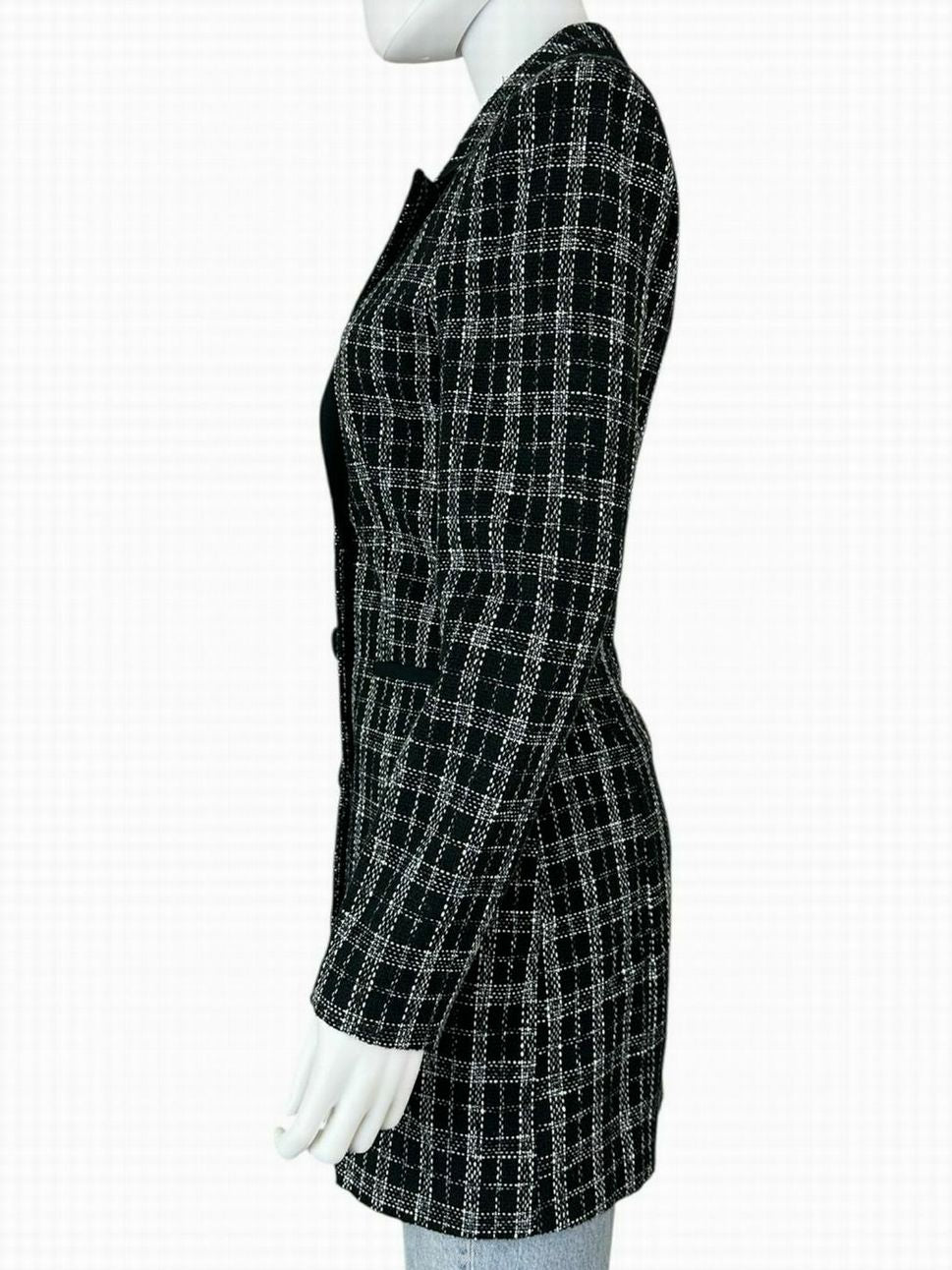 idem ditto Black Plaid Tweed Doublebreasted Coat Size S