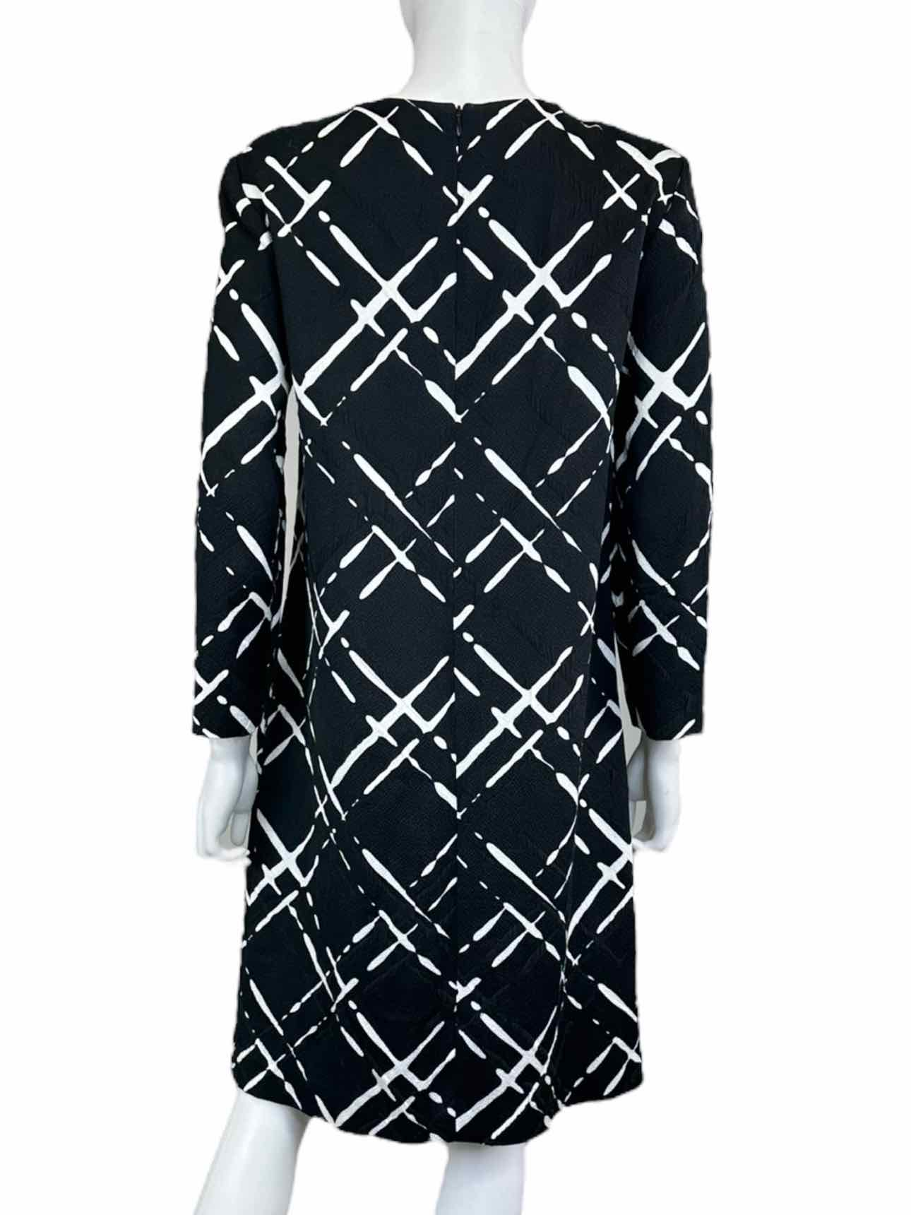 ESCADA Black Abstract Fantasy Plaid Midi Dress Size 38